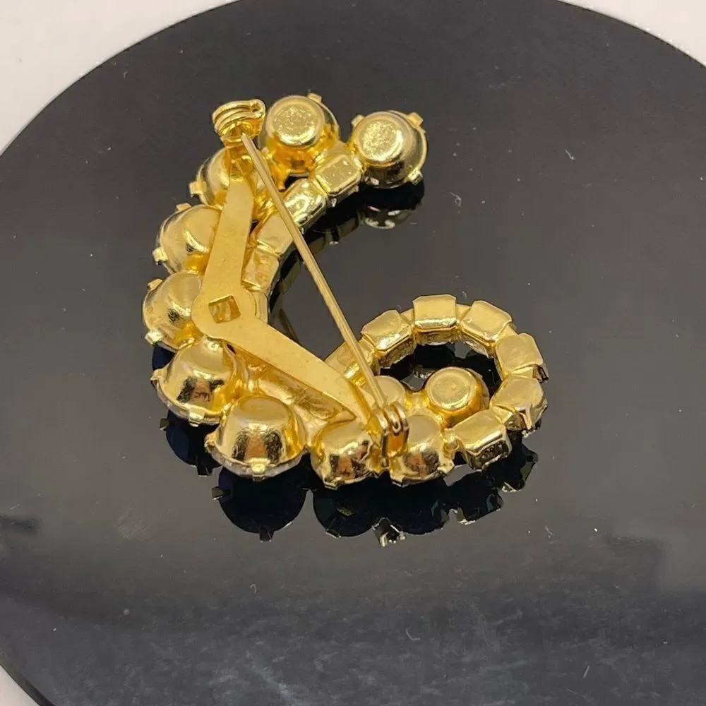 Vintage brooch aurora borealis gold tone